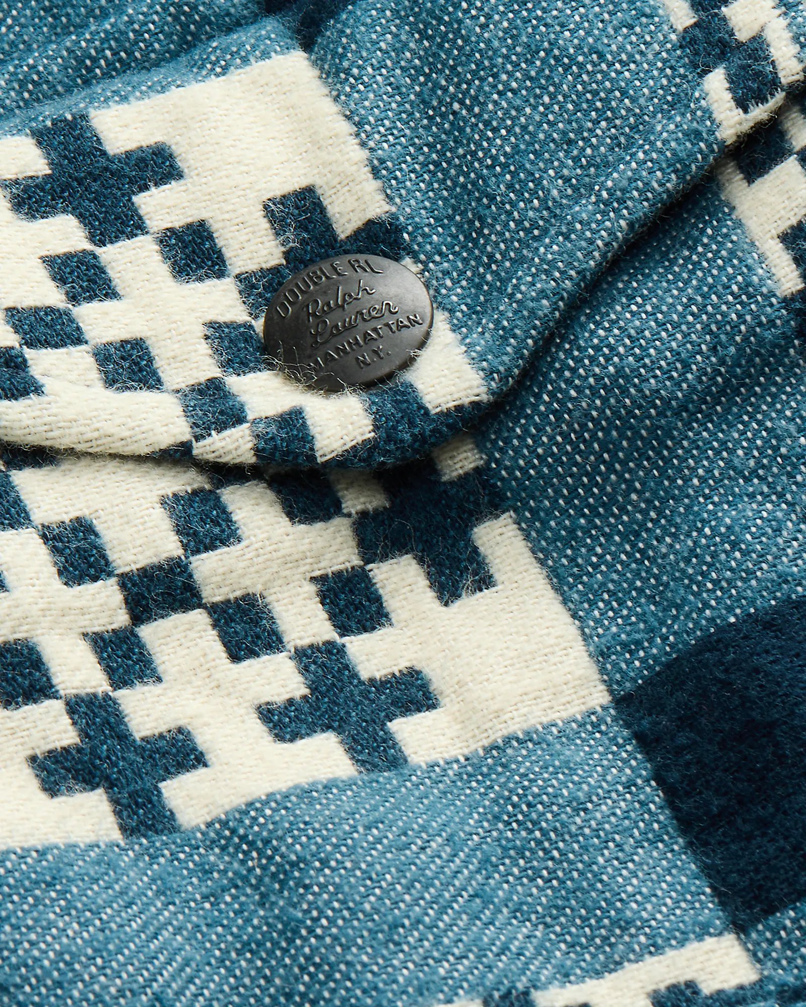 RRL Brushed Jacquard Patterned Shirt - Blue | Shirt Jackets RRL Brushed Jacquard Patterned Shirt - Blue | Shirt Jackets